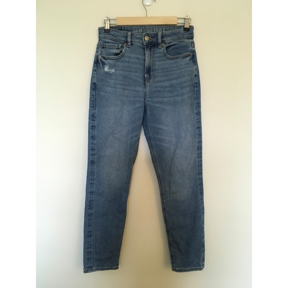 American Eagle Women's Stretch Mom Jeans Sz 2 High Rise Blue Denim